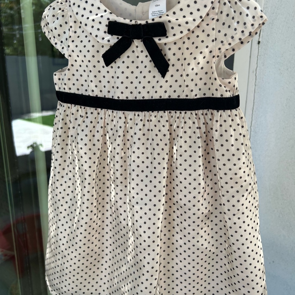 Carter's Cream and Black Polka Dot Dress
